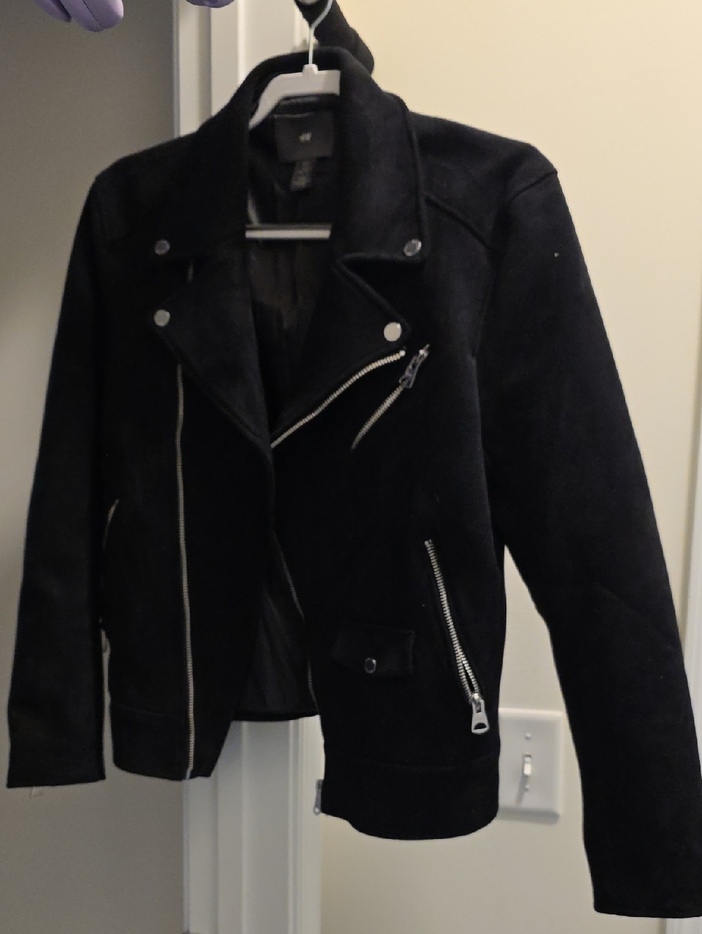 Black Moto Jacket with Silver Hardware